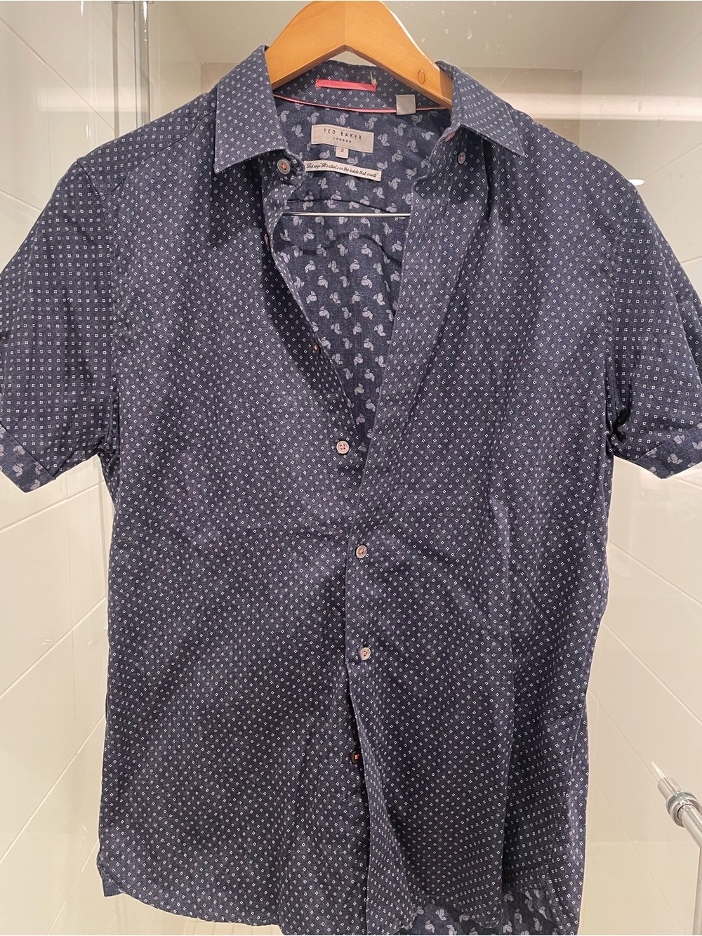 Ted Baker Navy Short-Sleeve Printed Shirt